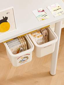 Invisible Under-Desk Hanging Storage Box, Drill-Free Adhesive Smooth Slide, Cartoon Print, Student Desk Office Desktop Stationery Small Items Invisible Drawer Storage Box - View 6