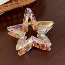 6pcs Multicolor Holographic Star Hair Claw Clips, 3D Faceted Iridescent Laser Texture, Macaron Gradient Colors, Large Hollow Star Design, Strong Grip For Thick Hair, Sweet & Cool Y2K Baddie Style, Versatile For Daily Hairstyles And Outfits, Aesthetic Clips - Multicolor - View 9