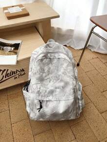 1pc Boys Girls Tie-Dye Nylon Zipper Closure Fashion Backpack Student School Bag Suitable For All Seasons Daily Use - A - View 10