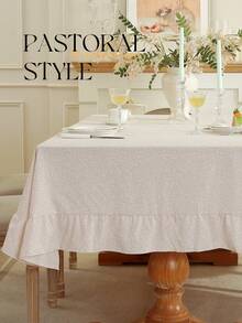 1pc Ruffle Tablecloth, Farm Style, Suitable For Dining Table Decor, Picnic Tablecloth, Holiday Celebration, Party Gathering, Birthday Banquet, Daily Dining Table, Kitchen And Dining Room Decor, All Seasons, Home Decor - Baby Pink - View 9