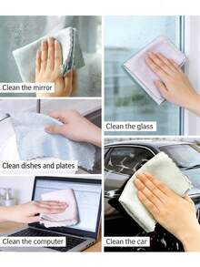 Thickened Microfiber Cleaning Cloths With Fish-Scale Texture (Pack Of 1, 5, Or 10) – Lint-Free, Streak-Free, Highly Absorbent; Suitable For Dishwashing, Bathroom Cleaning, Kitchenware, Car Detailing, And General Household Use (Random Colors) - A - View 2