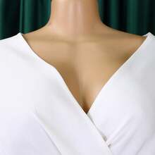 Soleil Women's 2026 New Style Elegant Commute V-Neck Tie Plus Size Dress - White - View 7