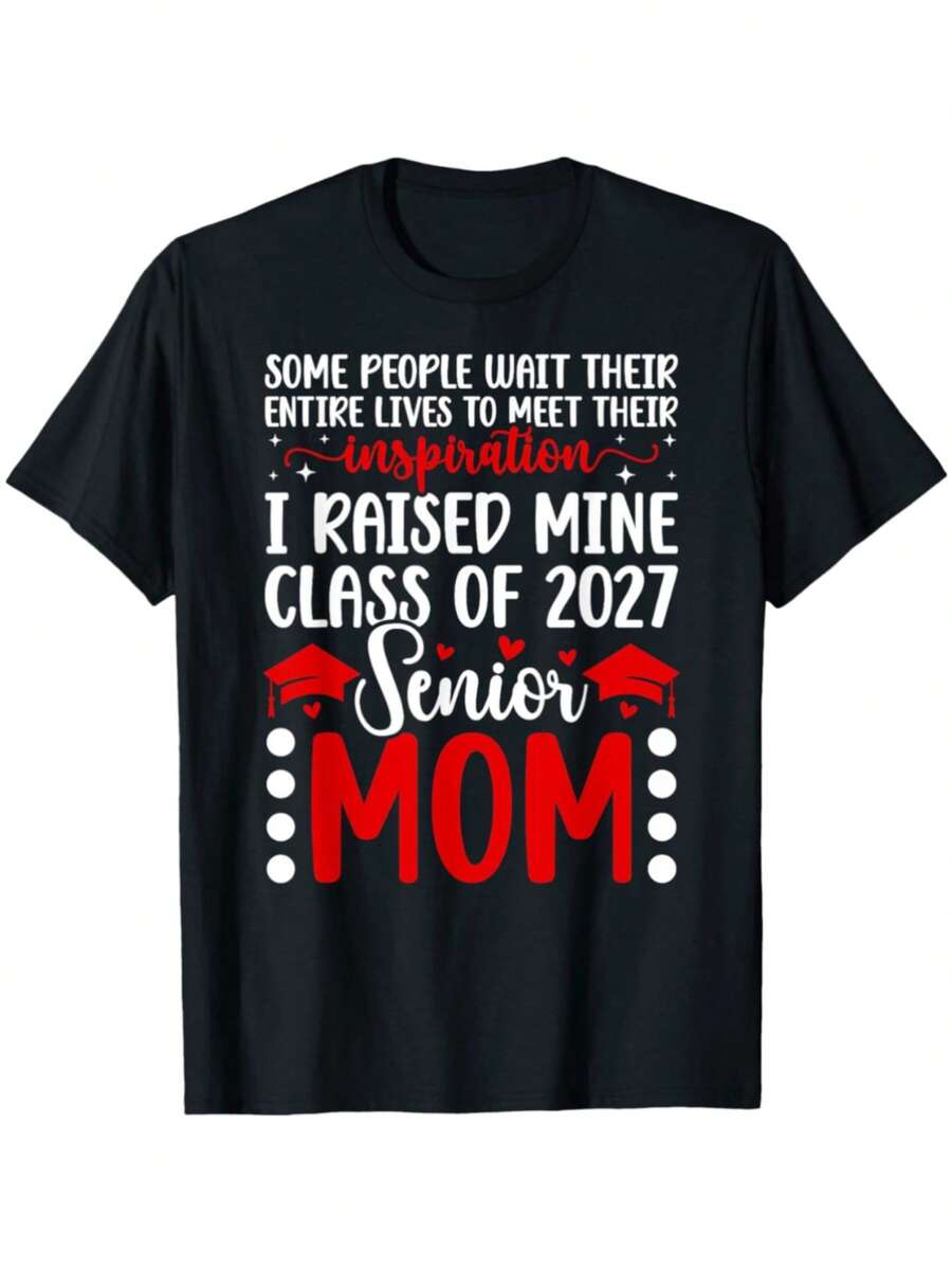 Class Of 2027 Graduate Mom T-Shirt - Black - View 1