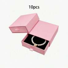 Kotak Kado Perhiasan Laci Warna Pink, Kotak Penyimpanan Gelang, Cincin, dan Anting-anting Berlapis Flanel, Kotak Kemasan Perhiasan Kertas Portabel untuk Kado Pernikahan dan Ulang Tahun, - Baby Pink - View 10