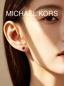 Michael Kors 玫瑰金鍍紅寶石耳釘 奈米寶石優雅女款，適合婚禮、派對與日常配戴，理想的節日禮物 - 玫瑰金 - 查看 4