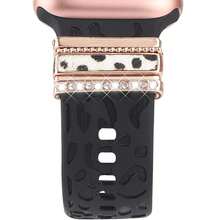 5pcs Watch Band Decorative Rings, Fashionable Personalized Faux Leather Heart, Leopard Print Heart, Leopard Print Five-Pointed Star, Multiple Styles Available, Suitable For Apple Watch Band Decoration, Suitable For Daily Wear - Rose Gold, Gold - View 16