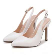 Geeyea Women's Slingback Heels, Pointed Pumps, Stiletto High Heels, Elegant Dress Shoes. Office Work Pumps, Party Shoes Heels, Minimalist Fashion,White - 白色 - 查看 6