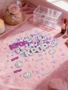 500pcs Multi-Color Glitter K-POP Theme Confetti, Colorful Disco And Music Note Table Decor Scatter Props, Versatile Party Favors For Small Birthday Parties And K-POP Fan Holiday Celebrations - Multicolor - View 6