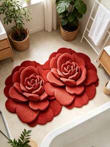 1pc Red Flower Shaped Bath Mat, Bathroom Rug, Door Mat, Small Rug, Carpet, Floor Mat, Home Decor, Area Rug, Outdoor Mat, Home Decor, Area Carpet, Bedroom Rug, Washable Carpet - Multicolor E - View 7