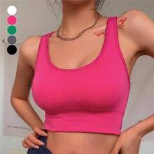 Sujetador deportivo sexy, sujetador de yoga, top de fitness para mujer, sujetador deportivo sin costuras de alto impacto, ropa interior deportiva, sujetador push-up, ropa deportiva, bralette. - Rosa Fucsia - Ver 3