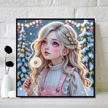 1件 [30*30cm/11.8*11.8in][40*40cm/15.7*15.7in]5D壓克力鑽石畫套裝，美麗女孩圖案，適合成人初學者DIY馬賽克鑽石藝術，全鑽手工自設計DIY鑽石畫，適用於客廳、臥室、辦公室牆面裝飾掛畫，給家人和朋友的驚喜家居裝飾禮物 - 無框 - 查看 3