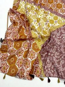 1pc Simple Printed Scarf New Women's Silk Scarf Spring Summer Sun Protection Beach Towel Fashion Versatile Shawl Headscarf - Rust - View 6