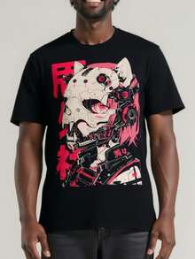 1pc Men's T-Shirt EWH Anime Comic Aesthetic Technology - Black - View 1