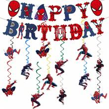 1 Set Birthday Banner With Spiral Pendant Party Decoration Set, Superhero Theme Party Supplies, Suitable For Holiday Party, Birthday Gift, Anniversary, Welcome Gift, Party Gift, Fan Series, Perfect Gift - Multicolor - View 1