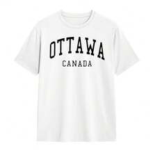 OTTAWA CANADA Bow Print With Large, Elegant White Lettering, Modern Urban Design, Ideal For City Walks And Casual Events, Men's T-Shirt - 白色 - 查看 3
