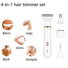 女性電動除毛器 4合1女性面部除毛器 面部刮毛器/眉毛修剪器 私密處刮毛器/比基尼線修剪器 便攜式除毛刮毛器 精巧尺寸 500mAh電池 長效續航 旅行必備 - 白色 - 查看 3