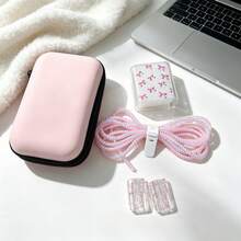 6入蝴蝶結印花數據保護硬殼收納袋，適用於Apple 18/20W充電器保護套、數據線保護套，EVA配件收納袋 - 彩色 - 查看 5
