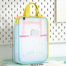1Pc L-Shape 3-Layer Large Capacity Grid Handheld File Bag, Colorful Multi-Layer PE Document Pouch, Big Opening Homework & Tutoring Organizer, Back To School Supply For Daily Study And Office Storage. - Multicolor - View 8