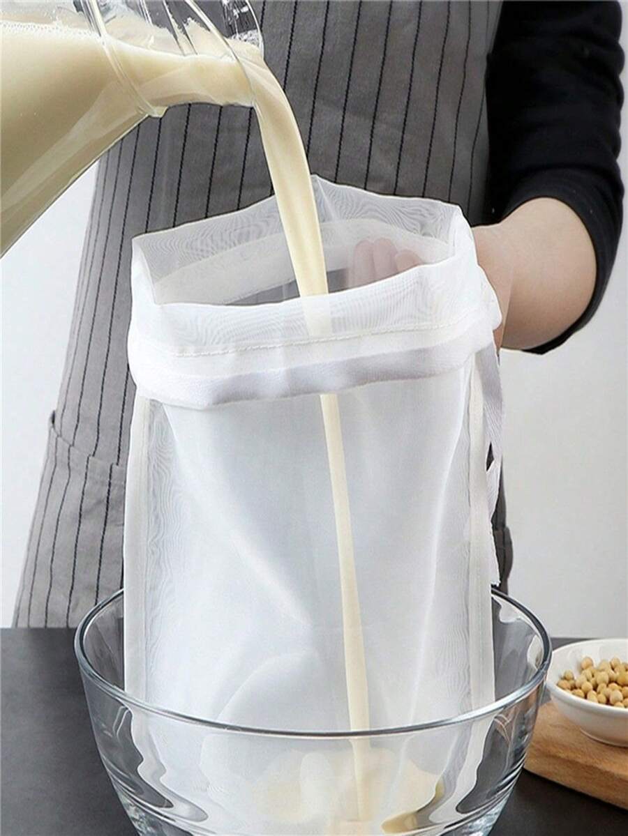 Bolsa de malla fina reutilizable para leche de frutos secos, bolsa de filtro de nailon con cordón para leche de almendras, café de extracción en frío, jugo, yogur y elaboración de queso casero