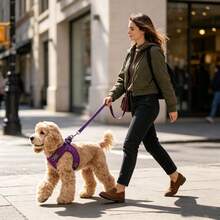 Breathable Mesh Dog Harness & Leash Set, Reflective Edge Step-In Puppy Vest With Soft Handle Leash, Adjustable Escape-Proof Harness, Suitable For Small And Medium Dogs And Cats, Lightweight Nighttime Daily Gear - Purple - View 10