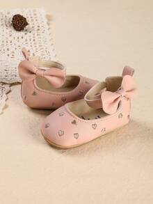 1 Pair Infant Girl Embroidered Heart Fashion Versatile Princess Shoes, Suitable For Spring And Autumn - Pink - View 5