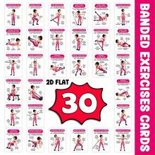 30pcs Colorful Illustrated Resistance Band Workout Guide Cards, 2.5*3.5 Inch Full Body Training Exercise Instruction Flashcards, Home Fitness Workout Reference Cards, Suitable For Beginners, Pilates And Weight Loss - A - View 2