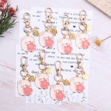4pcs/8pcs Elegant Fashionable Pig And "Thank You" Heart Design Keychain Set, Suitable For Backpacks, Backpacks, Coin Purses, Phones And Other Keyring Accessories. Perfect For Birthday, Wedding Theme Gifts, Party Decorations, Friendship Gifts, Employee Appreciation, Colleague Gifts. Gifts For Guests, Family, Friends And Colleagues. - Multicolor - View 6