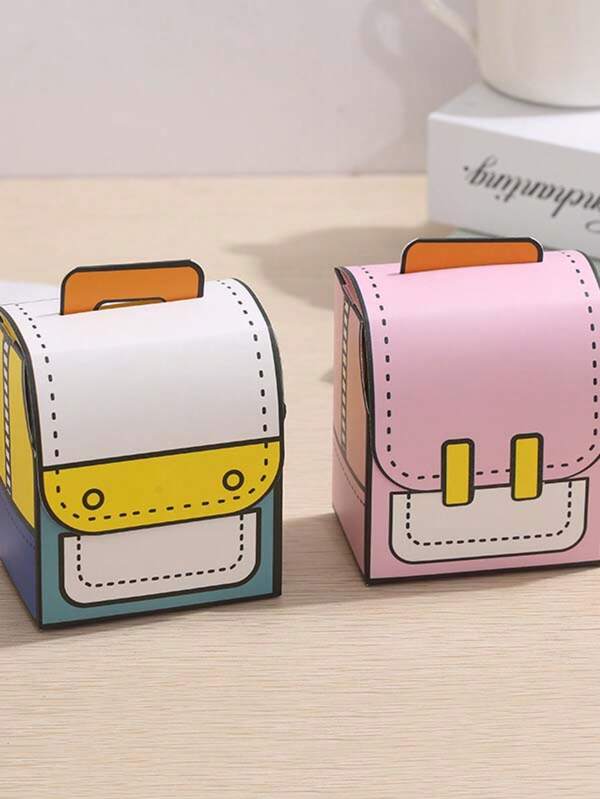 10pcs/Set Cartoon Backpack Gift Bags With Handles, Multicolor School Backpack Design Party Favor Bags, Suitable For Back To School, Birthday Party, First Day Of School, Kindergarten, Classroom Rewards, Gift Wrapping, Holidays
