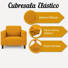 3-Piece Stretch Elastic Sofa Cover Set, Complete Living Room Set - Mustard Yellow - View 3