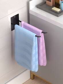 1 buah Rak Handuk Tanpa Bor, Rak Penyimpanan Toilet yang Dipasang di Dinding, Rak Handuk Kamar Mandi, Rak Penyimpanan Kamar Mandi, Cocok untuk Dapur, Kamar Mandi, Toilet, Dekorasi Kamar Mandi - Hitam - View 6