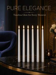 3/6/12/24 Pcs White Flameless Taper Candles Battery Operated Taper Candles Bulk LED Flickering For Wedding Church Table Centerpiece Halloween Christmas Party Decor - 白色子彈頭 - 查看 9
