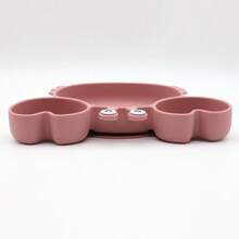 Infant Silicone Tableware Baby Cartoon Crab Plate Wooden Spoon Fork Drop-Resistant - Dark Red - View 7