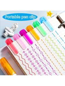 6pcs Floral Outline Curve Pens, Different Line Shapes Colorful Linear Pens, Cute Aesthetic Stationery, Suitable For Note-Taking, Marking, Journaling, Student School Office Desk Decoration, Perfect For Halloween And Christmas - View 9