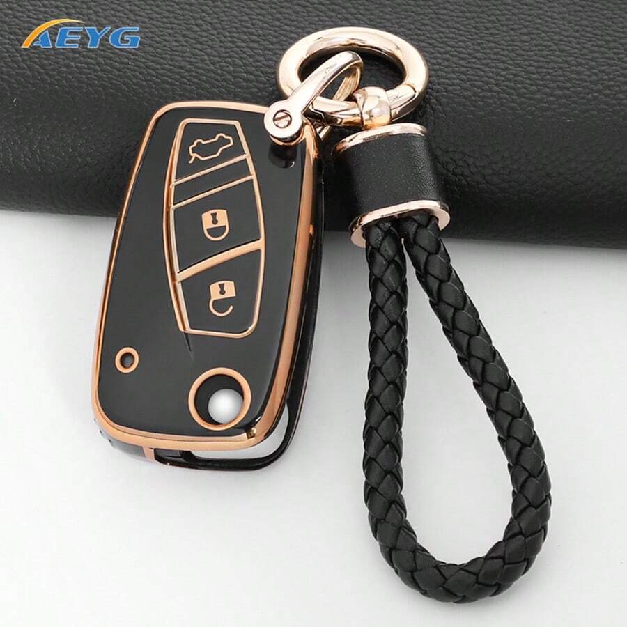 3 Buttons TPU Flip Key Fob Cover, Protective Key Shell Fit For FIAT Panda Stilo Punto Doblo Grande Bravo 500 Ducato Minibus - Fiat D Model - View 1