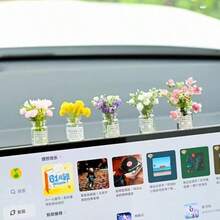 2pcs Maintenance-Free Artificial Flowers In Glass Vase, Car Interior Decor, Desk Versatile Decoration - Mini Glass Artificial Flower Ornaments - View 1
