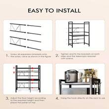 3 Tier Microwave Rack Black Kitchen Corner Shelf Oven Rack Stand Desktop Printer Storage Holder Bakers Rack - White - View 8