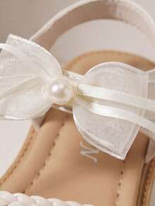 2026 Style Light Beige/Silver Country Style Sandals - Hollow Stitching PU Mesh With Pearl Decoration - Suitable For Daily Outings! - Beige - View 6