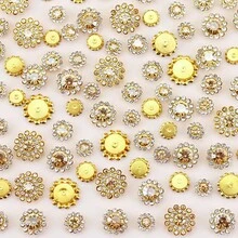 50個/包,圓形水鑽環,8mm、10mm、12mm、14mm,混色尺寸,彩色手工縫爪水鑽,適用於衣物、鞋子、帽子、包包、DIY手工材料、珠寶配件 - 雙層花 金 型號混 - 查看 13