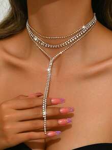 1pc Gothic Style Y-Shaped Long Tassel Multi-Layer Necklace, Women's Fashion Party Accessory, Suitable For Daily Wear - Layered Tassel Necklace - View 6