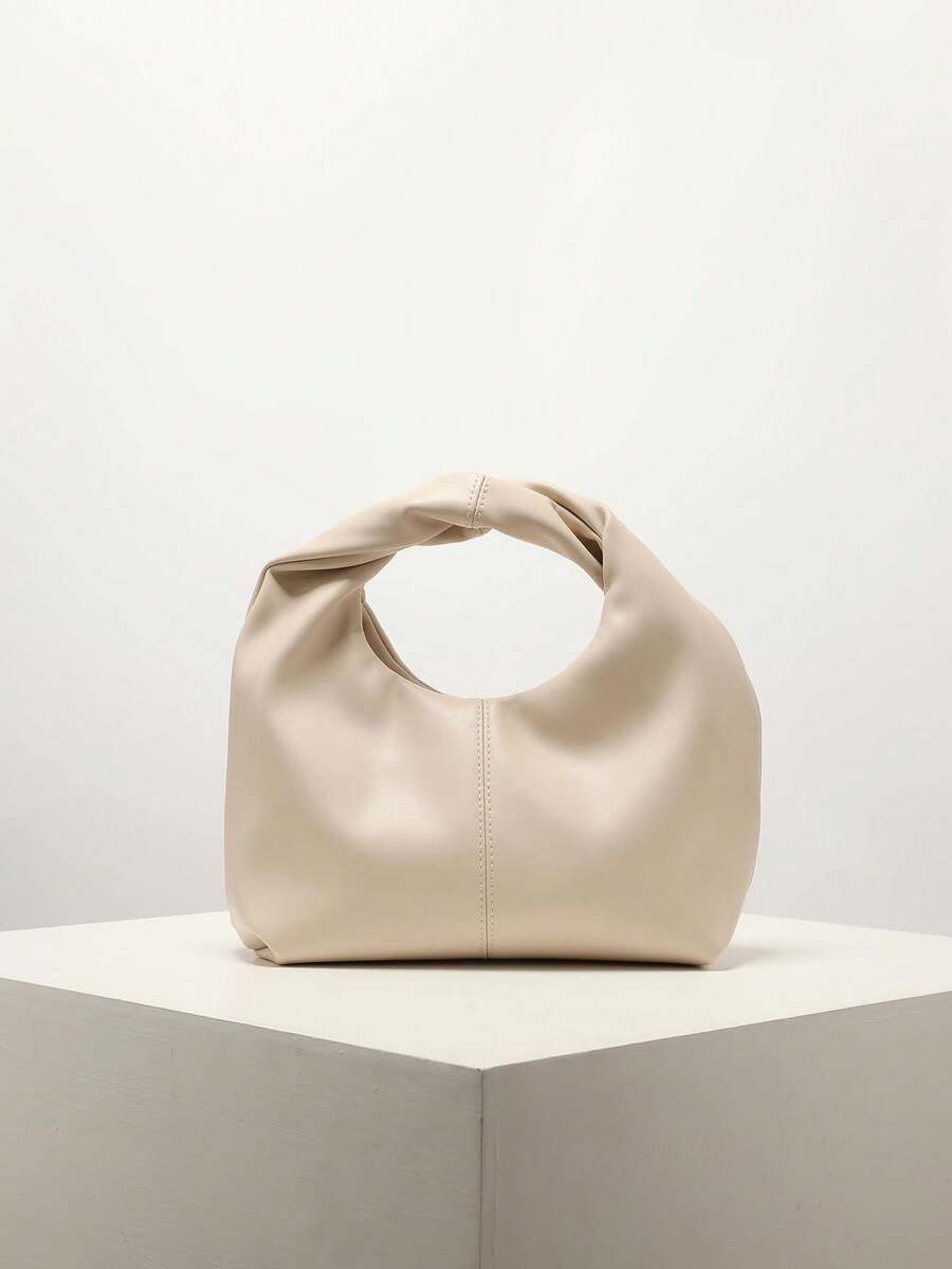 Bolso de asa superior minimalista tipo hobo, con correa retorcida pequeña, unicolor, bolso clásico para mujer de uso diario, perfecto para la oficina y el trabajo - Multicolor 5 - Ver 1