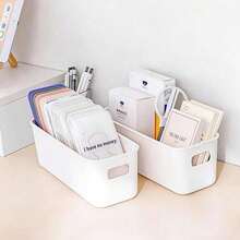 10pcs Stackable Plastic Storage Bins With Handles, Multi-Functional Storage Baskets For Office, Home, Closet, Durable Containers For Socks, Underwear, Stationery, Cosmetics, Space-Saving Drawer Organizers (Plastic Products May Slightly Deform, Actual Size May Be Slightly Smaller Than Pictures, Please Do Not Buy If You Mind) - White - View 6