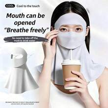 New UV Protection Full Face Sun Mask, Women's Summer Sun Protection Mask, Integrated Eye And Neck Sun Protection UV Protection Ice Silk Breathable Mask - Sunscreen Face Mask - View 3