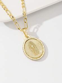 1 pieza Collar con colgante clásico de la Virgen María católica de circonita, cobre chapado en oro de 14k con artesanía sólida, cadena clásica estándar de 60 cm, talla vintage con acentos de circonita elegante y digna, adecuado para hombres y mujeres, combinando significado decorativo y religioso conmemorativo. - Amarillo Oro - Ver 3