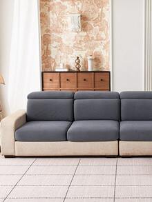 1pc Forest Leaf Jacquard Elastic Stretch Sofa Cover, Sofa Cushion Cover, Backrest Cover, Minimalist Style, All-Season Use, Pet-Proof, Anti-Scratch, Holiday Decor, Easy To Clean, Suitable For L-Shaped Sofa - Dark Grey - View 7