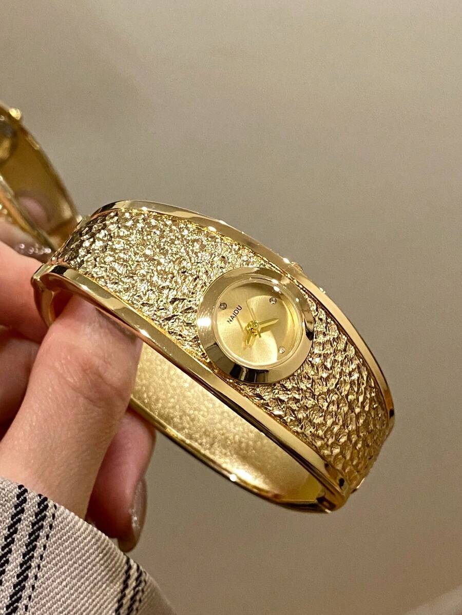1件金色女款石英手錶,精緻簡約時尚,適合日常搭配,生日/畢業禮物,休閒聚會 - 金色 - 查看 1