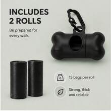 1 Set Portable Outdoor Pet Waste Bag Dispenser, Comes With 2 Rolls Of Waste Bags. Cute Bone Design, Suitable For Picking Up Dog Feces During Dog Walks. Stylish And Versatile, Ideal Essential For Outdoor Dog Walking. - View 5