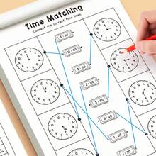 1 Book 32 Pages Multiple Analog Clock Time Practice Workbook, Engaging Math Literature, Telling Time Book, Arithmetic Textbook, Suitable For Home Or Educational Settings, Paper Product, Birthday, Easter And Christmas Gift, Back To School Gift, Party Favor, Carnival Prize, Student Treasure Box - Multicolor - View 2