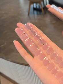 20片半固化凝膠美甲貼，持久沙龍級美甲貼紙，易貼易撕，適用UV燈 - 駝色 - 查看 5