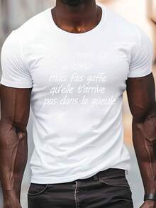 Languages Maglietta casual da uomo con scollo rotondo e maniche corte per l'estate, TAGLIE FORTI - Bianco - Visualizzare 2