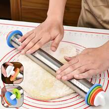 17-Inch Stainless Steel Adjustable Thickness Rolling Pin With Colored Handle - Premium Non-Stick Dough Roller, Suitable For Home And Professional Bakers, Pizza Dough, Pastry Essential, Stylish Roller, Home Baker - View 4
